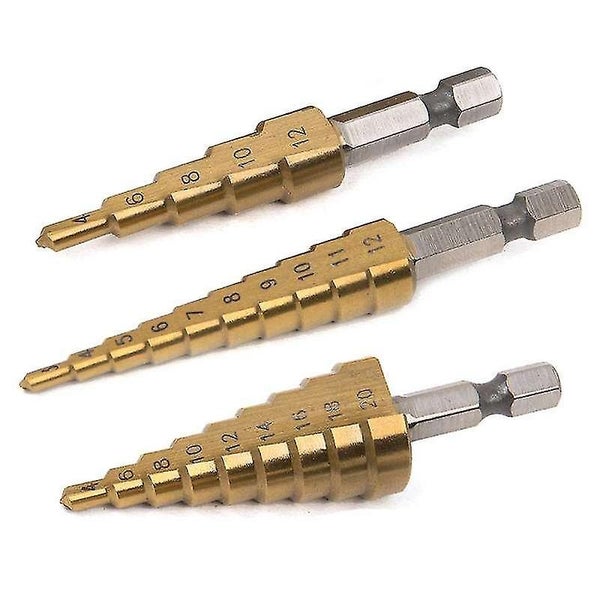 Straight Groove Step Drill Bit Set, Titanium Coated Wood Metal Hole Cutter Core Carousel 1