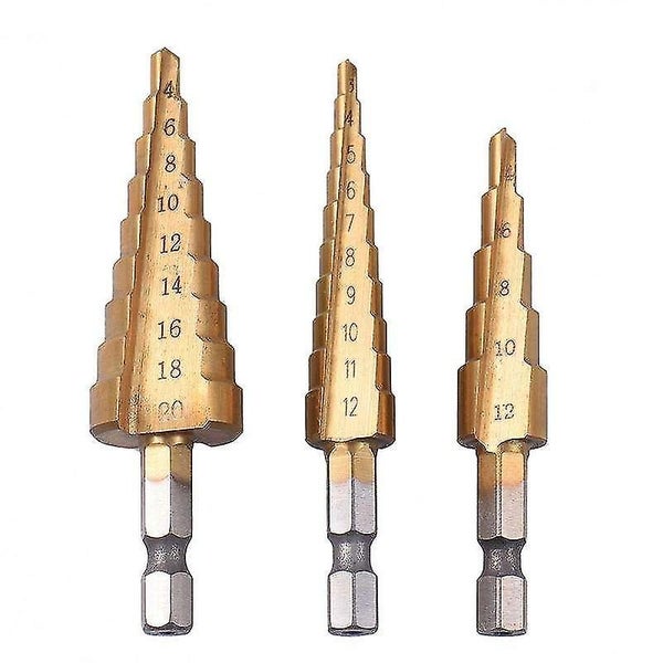 Straight Groove Step Drill Bit Set, Titanium Coated Wood Metal Hole Cutter Core Carousel 2