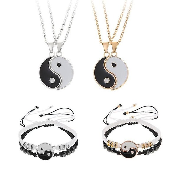 Stitching Gossip Yin And Yang Necklace Couple Bracelets Hand-woven Tai Chi Brace Carousel 1