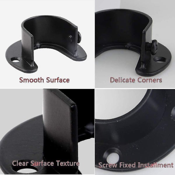 Stainless Steel Wardrobe Rod Brackets, 4 Pieces U Shaped Curtain Rod Brackets, H Carousel 2
