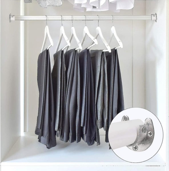Stainless Steel Wardrobe Rod Brackets, 4 Pieces U Shaped Curtain Rod Brackets, H Carousel 3