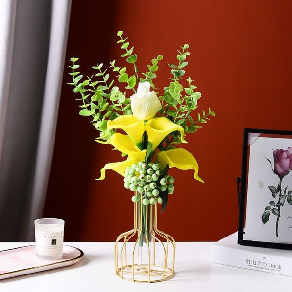 Brand New Gold Geometric Glass Vase Metal Bracket flower Vase *Sale NOW*62987928022786111