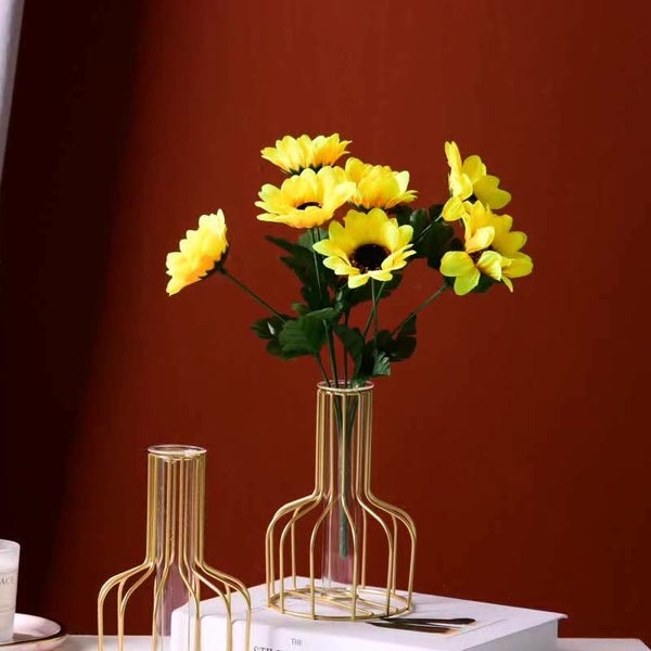 Brand New Gold Geometric Glass Vase Metal Bracket flower Vase *Sale NOW*62987928022786114
