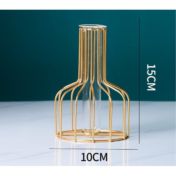 Brand New Gold Geometric Glass Vase Metal Bracket flower Vase *Sale NOW*62987928022786113