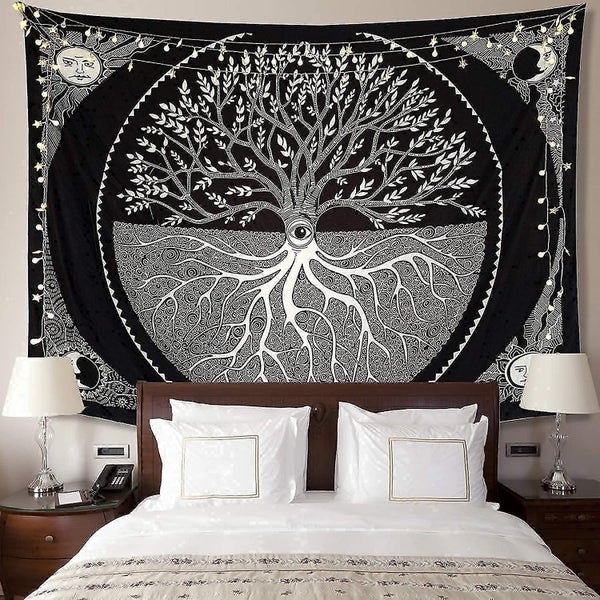 Tree Of Life Wall Tapestry Sun And Moon Aesthetic Tapestry Wall Hanging Black & Carousel 2