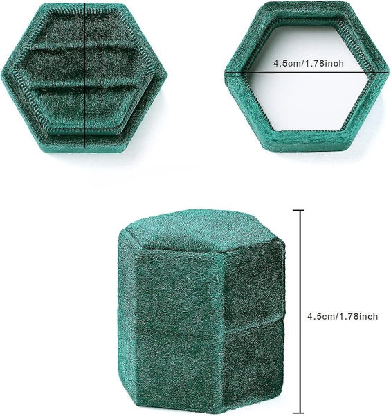 Velvet Jewelry Ring Box,hexagon Premium Gorgeous Vintage Double Ring Gift Box Wi Carousel 2