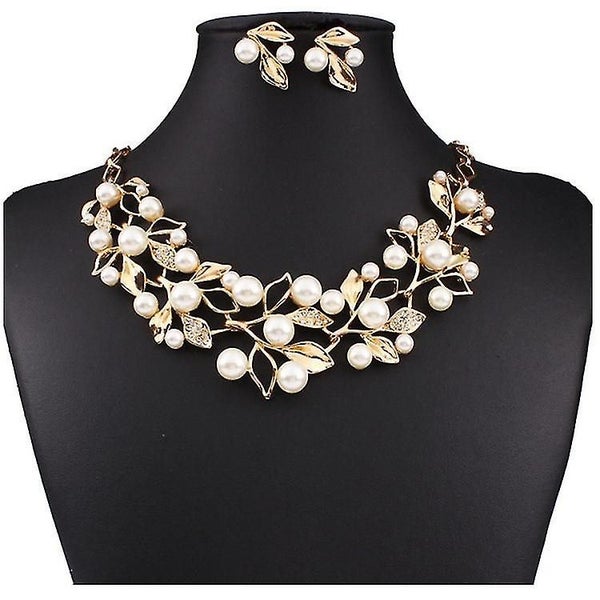 Women Necklace Earring Gold Bride Pendant Girl Chain Collar Ear Studs Party Wedd Carousel 1