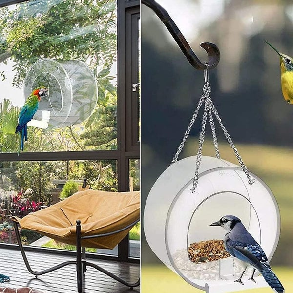 Window Bird Feeder Transparent Bird Feeder Acrylic Bird Feeder Large Window Bird Carousel 5