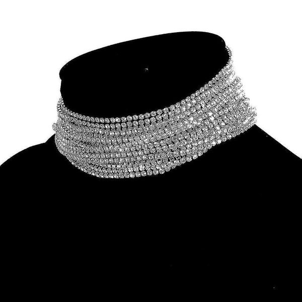 Women Sparking Crystal Rhinestone Luxury Party Multilayer Necklace Shiny Choker Carousel 1