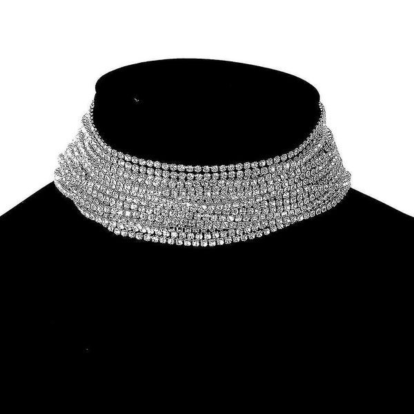 Women Sparking Crystal Rhinestone Luxury Party Multilayer Necklace Shiny Choker Carousel 4