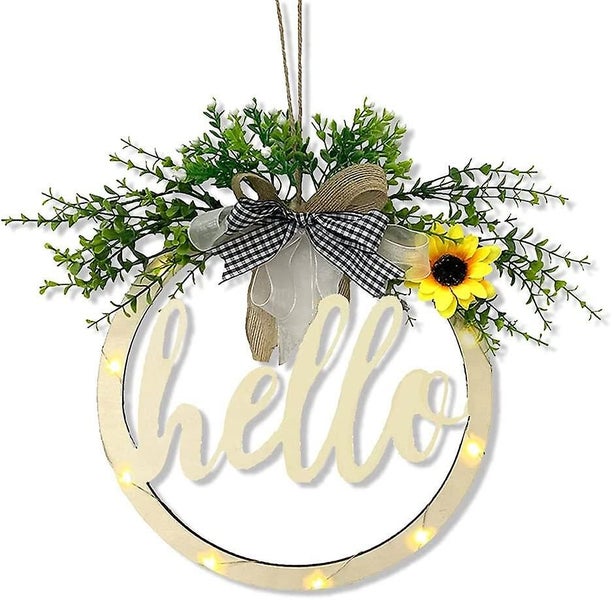 Welcome Sign, Rustic Wooden Welcome Door Garland With Led String Lights, 30cm We Carousel 1