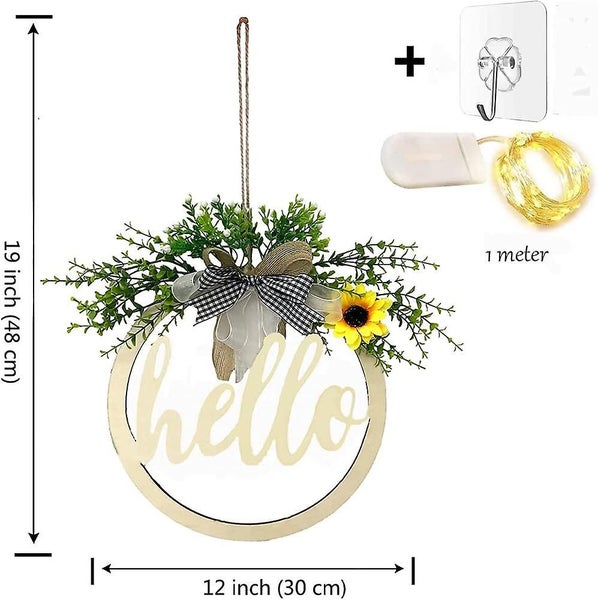 Welcome Sign, Rustic Wooden Welcome Door Garland With Led String Lights, 30cm We Carousel 2