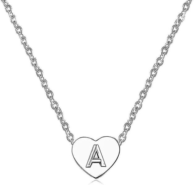 Women Girls Silver Tiny Love Heart Initial Letter Necklace Alphabet A-z Personal Carousel 1