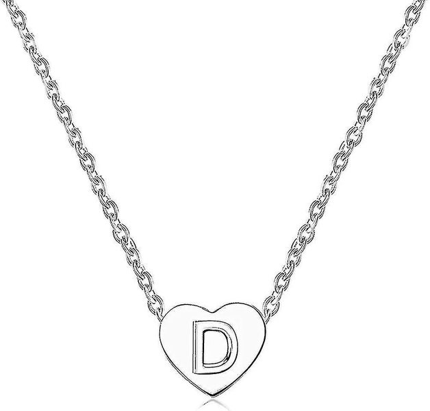 Women Girls Silver Tiny Love Heart Initial Letter Necklace Alphabet A-z Personal Carousel 2