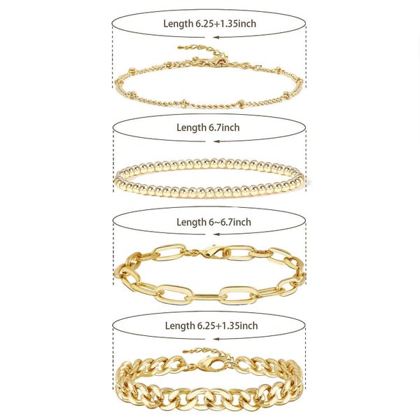 Women's Gold Bracelet Girls 14k Gold Plated Delicate Chain Clip Necklace Bracele Carousel 2