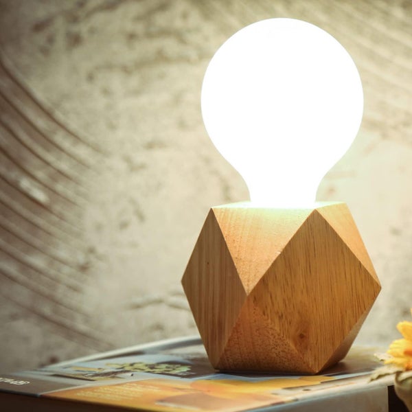 Wooden Table Lamp, Small Bedside Lamp With Wooden Base, Nice Night Light, Perfec Carousel 3