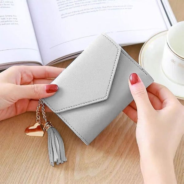 Women's Wallet, Leather Coins Pocket Purse Short Money Bag For Girl Lady(grey)(1 Carousel 4