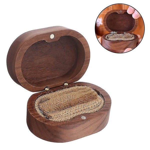 Wedding Ring Boxwooden Vintage Ring Holder Walnut Jewelry Storage Box Carousel 1