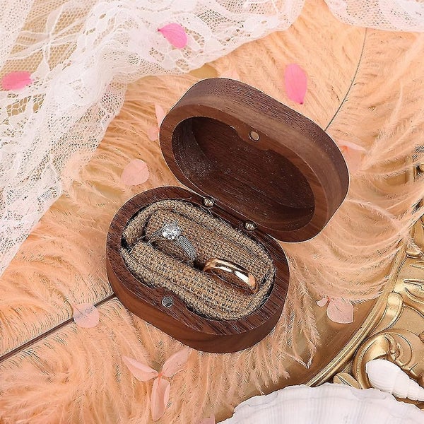 Wedding Ring Boxwooden Vintage Ring Holder Walnut Jewelry Storage Box Carousel 5