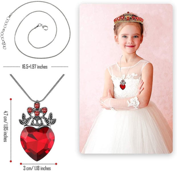 Red Heart Necklace And Crown Set Valentine's Day Present For Red Heart Tiara Go Carousel 2