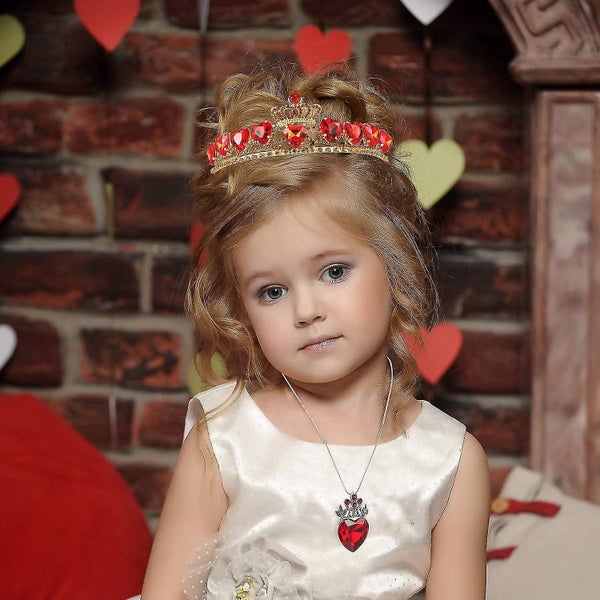 Red Heart Necklace And Crown Set Valentine's Day Present For Red Heart Tiara Go Carousel 4