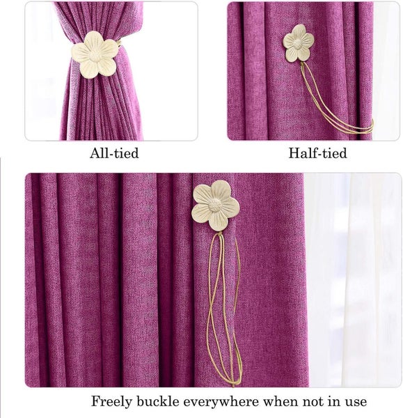 Set Of 2 Retro Magnetic Curtain Tiebacks, Japanese Apricot, Hard Resin Curtain B Carousel 2