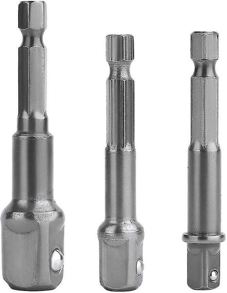 Set Of 3 Hex Adapters For Cordless Screwdrivers 1/4 ", 1/2", 3/8 " Carousel 1