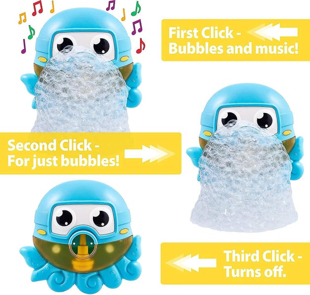 Octopus Bath Toy. Bubble Bath Maker For The Bathtub. Blows Bubbles And Plays 24 Carousel 2