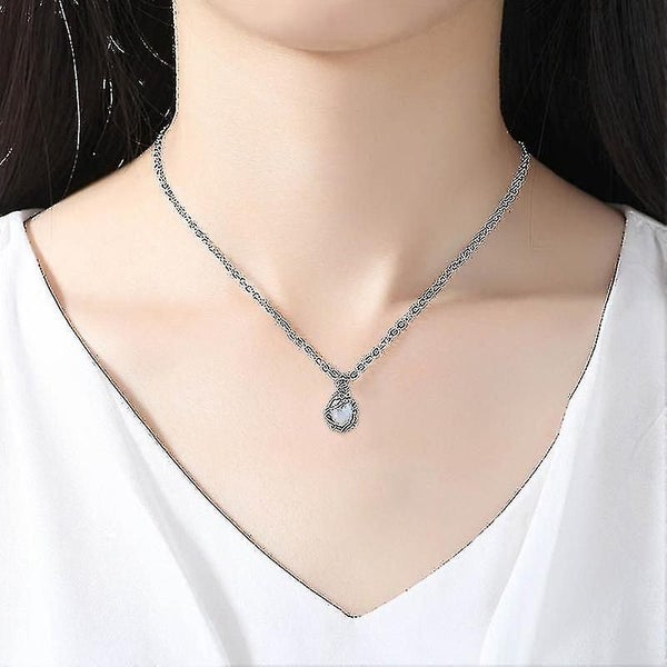 Pendant Necklace 925 Sterling Silver Moonstone Necklaces For Women Female Fashio Carousel 2