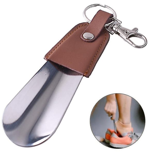 Portable Folding Metal Shoehorn With Key Ring(1pcs-brown) Carousel 3