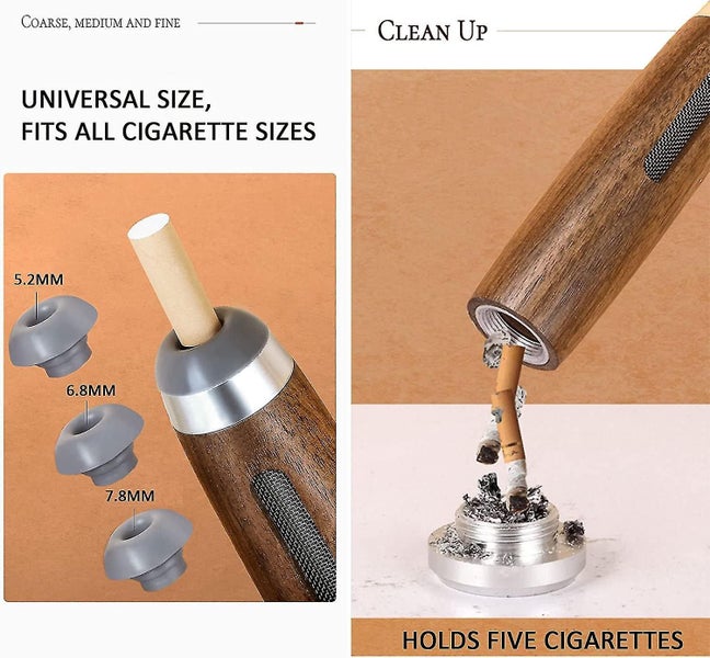 Portable Ashtray, Mahogany Mini Pocket Closed Ashtray, Cigarette Holder, Prevent Carousel 5