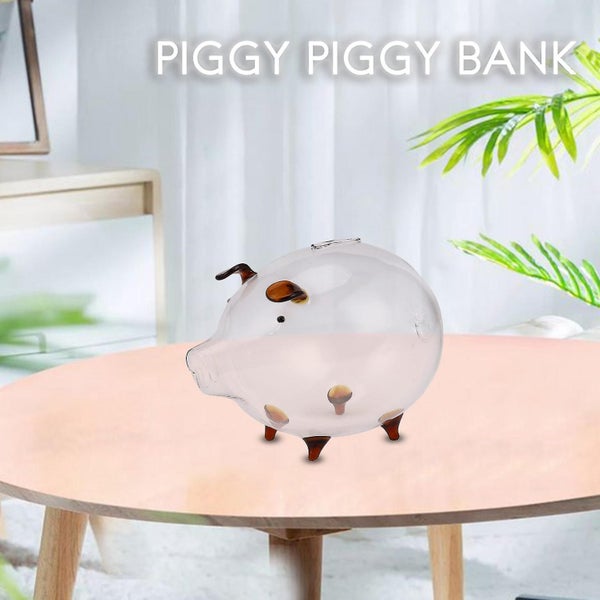 Pig Piggy Bank Money Boxes Coin Saving Box Cute Transparent Glass Souvenir Birth Carousel 2