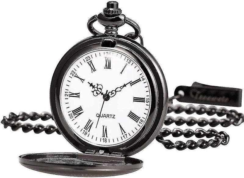 Pocket Watch With Engraving Chain Men Black / Bronze Gift For Birthday Father's Carousel 2