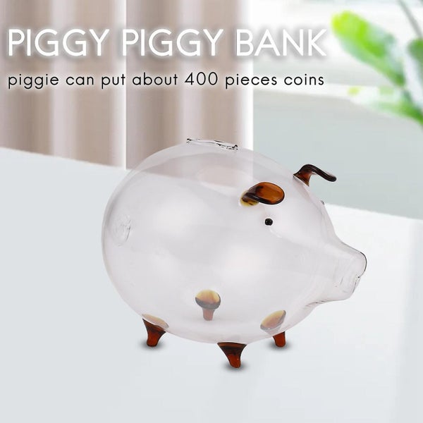 Pig Piggy Bank Money Boxes Coin Saving Box Cute Transparent Glass Souvenir Birth Carousel 5