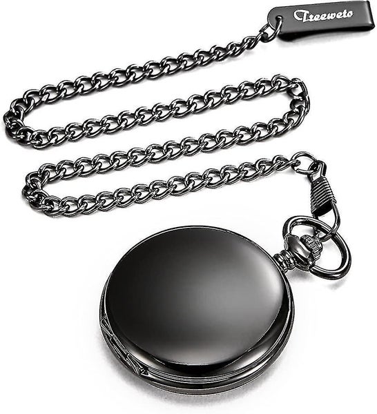 Pocket Watch With Engraving Chain Men Black / Bronze Gift For Birthday Father's Carousel 4