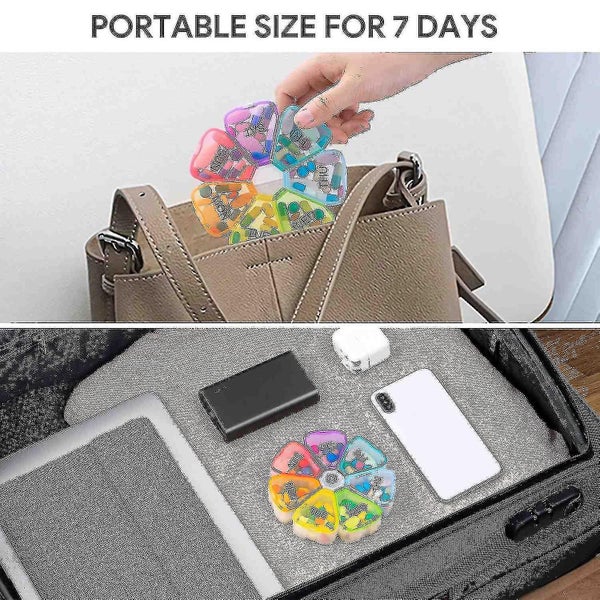 Portable Weekly Pill Box Organiser, 7 Day Tablet Box Pill Box Case Medicine Bott Carousel 4