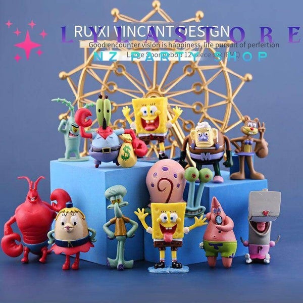 12Pcs SpongeBob Figures Set - Perfect for Car Decoration and Cake Topper Carousel 1