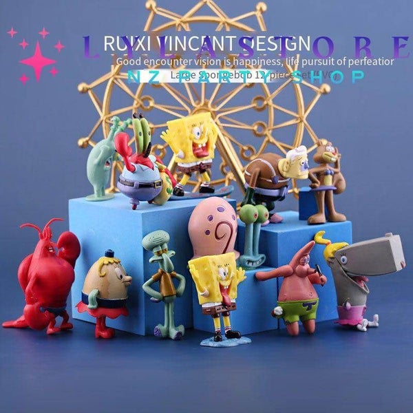 12Pcs SpongeBob Figures Set - Perfect for Car Decoration and Cake Topper Carousel 2