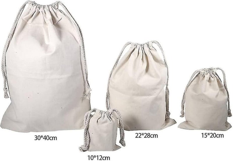 Pack Of 6 Cotton Drawstring Bags, Household Cotton Drawstring Storage Laundry Ba Carousel 5