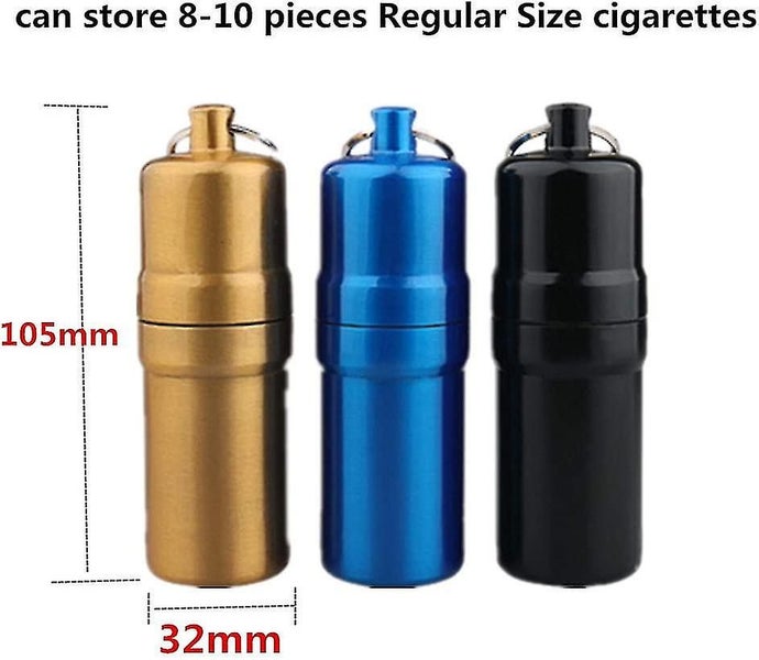 Portable Waterproof Cigarette Case Enclosed Key Ring Round Cigarette Case (black Carousel 2