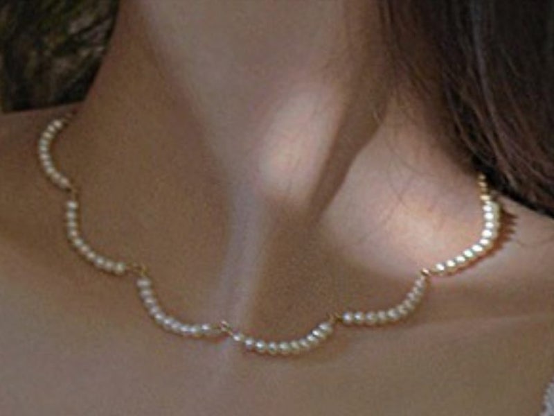 Arc Pearls Necklace French Retro Style Collarbone Chain Simple Design Jewelry Carousel 1