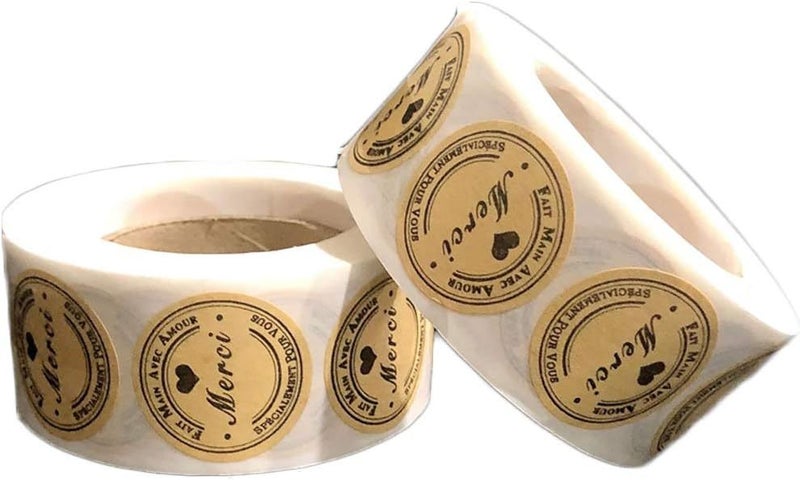 500PCS/Roll Kraft Merci French Thank You Labels Stickers Handmade Package Envelo Carousel 5