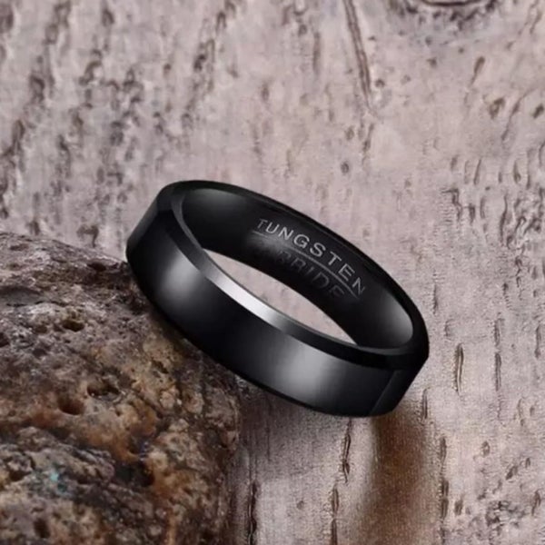 Men's Tungsten Minimalist Band in Polished Black Carousel 2