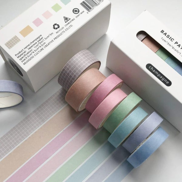 8Rolls Washi Tape Masking Tape Set-Champagne 2pack Carousel 6