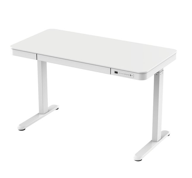 Loctek Ergonomic Height Adjustable Office Desk with Charging Port White Carousel 1
