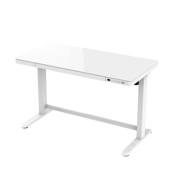Loctek Height adjustable desk ultra white glass desktop Carousel 1
