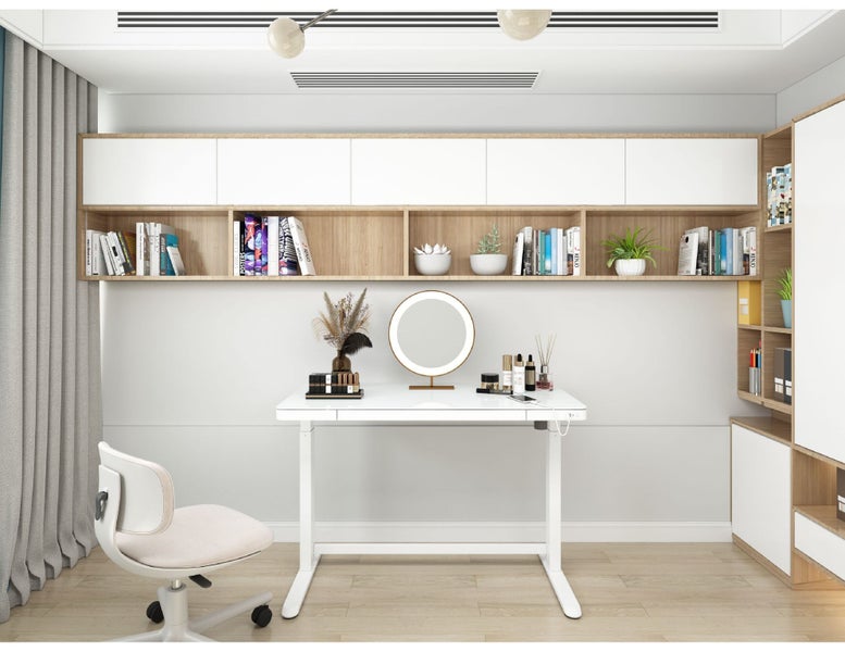 Loctek Height adjustable desk ultra white glass desktop Carousel 2