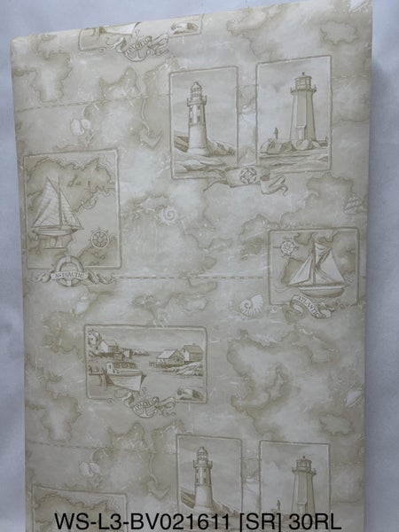 Wallpaper Nautical Theme NEW 2023 STOCK: Multiple Patterns! Carousel 1