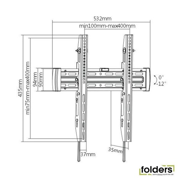 Brateck 32-55" Tilt Wall Mount - Black (LP45-44T) Carousel 2