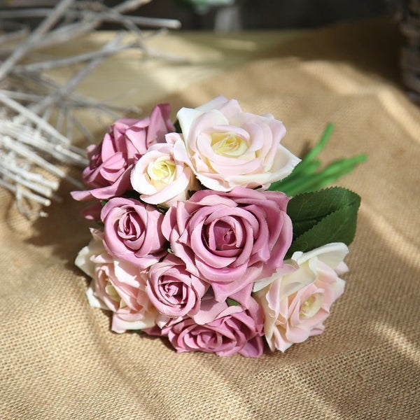 Brand New Classic Artificial Silk Flower Bouquet Rose Peony *Sale NOW* Carousel 1